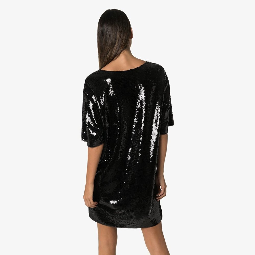 NWT Moschino TRICK OR CHIC black & gold sequin mini holiday dress - Picture 5 of 11